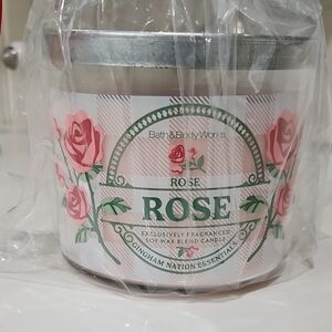 Bath & Body Works Rose Soy Candle with Floral Design